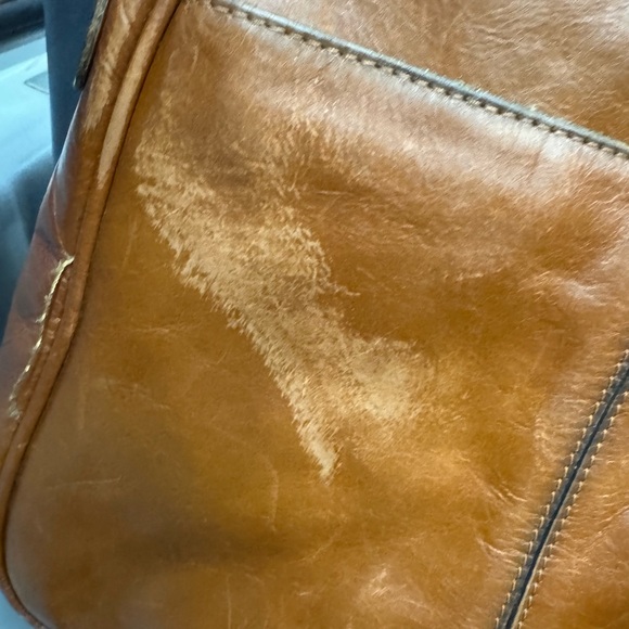 Patricia Nash -used Tan Leather Messenger Bag with Buckle Short Strap - Picture 15 of 16